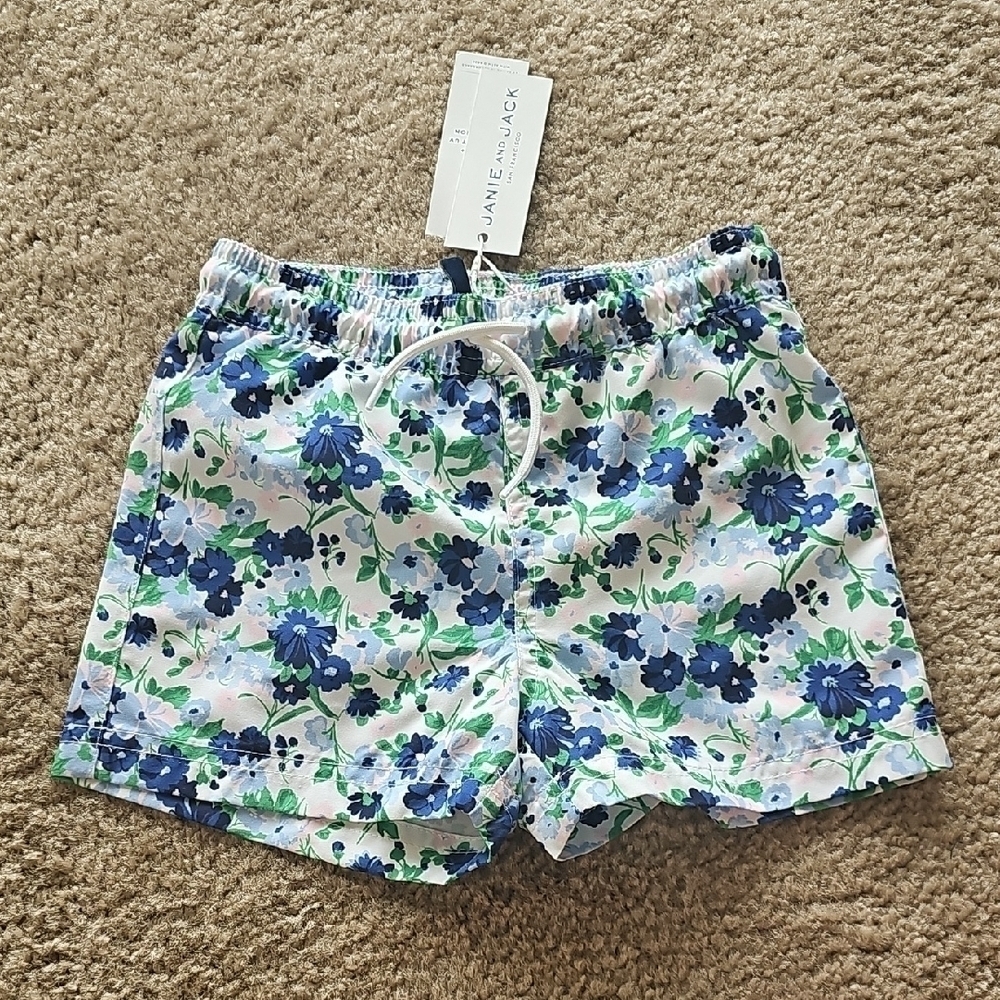 Janie and Jack Boys Floral Swim Trunk Size 2T